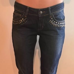 Just Cavalli 49 8 6 Blue Denim Embellished Jeans skinny long Italian Designer